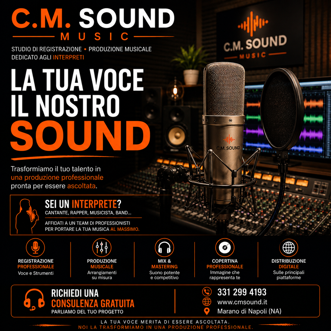 Realizzare una cover professionale in studio di registrazione C.M. Sound Music